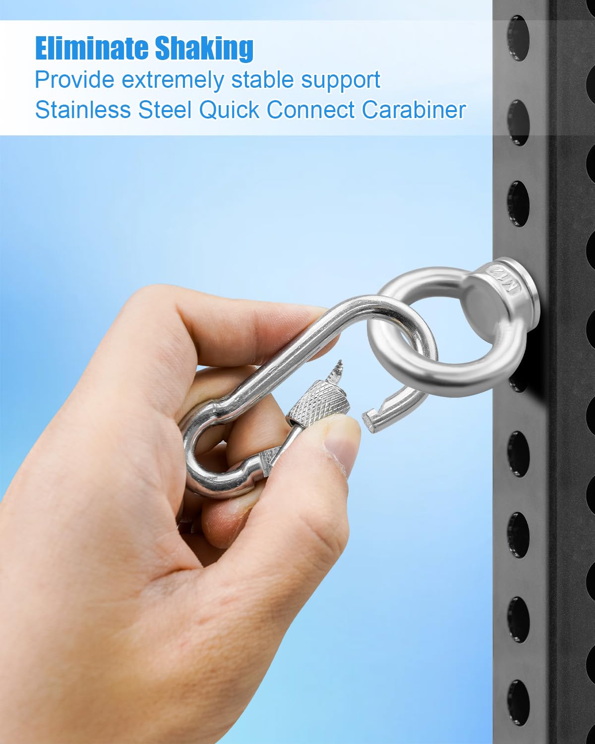 JUFZQO Power Rack Attachments Fit 2" x 2" or 3" x 3" Racks with 1/2" Holes, Heavy-Duty Stainless Steel O-Ring Attachment with Quick-Connect Buckles, Versatile Band Pegs for Strength Training, 2 PCS