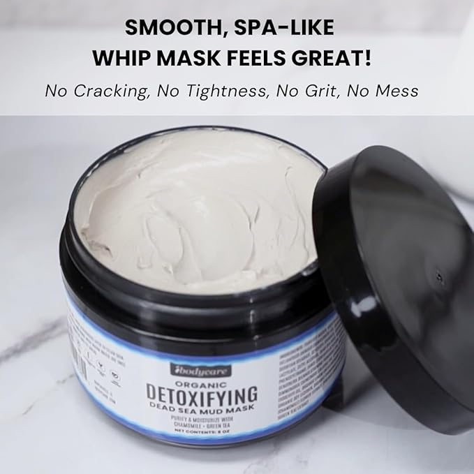 Organic Detoxifying Dead Sea Mud Mask A Whipped Mineral Clay A Evening Primrose Jojoba Rosehip and Flaxseed Oils A Chamomile Green Tea A Hydrating Facial Mask A Smooth Glowing Skin A 8 oz
