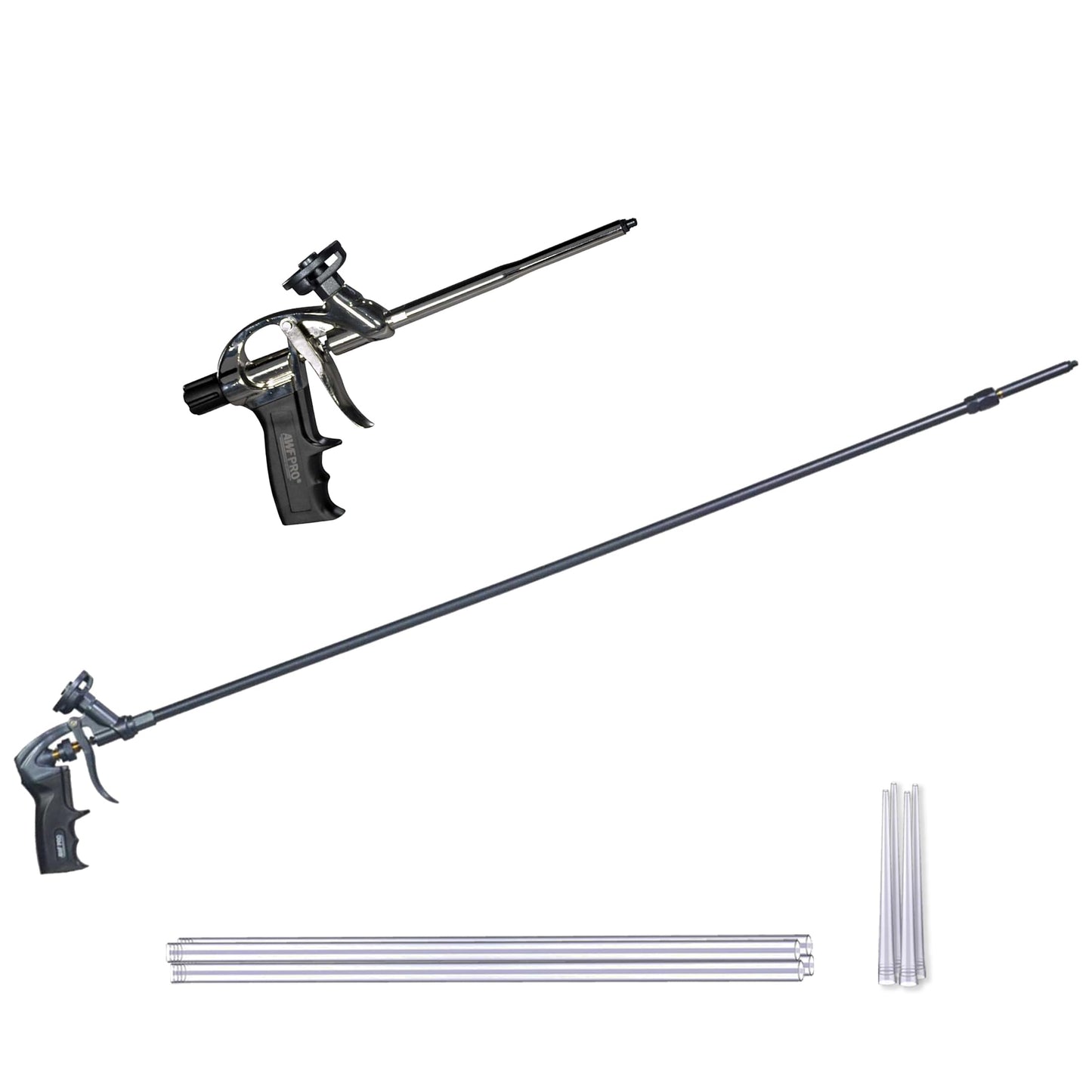 AWF PRO 40" Long Nozzle with Swivel Tip & Standard High-Yield Precision Spray Foam Guns – PTFE Non-Stick Baskets, Adjustable Control, Compatible with PRO Foam Cans