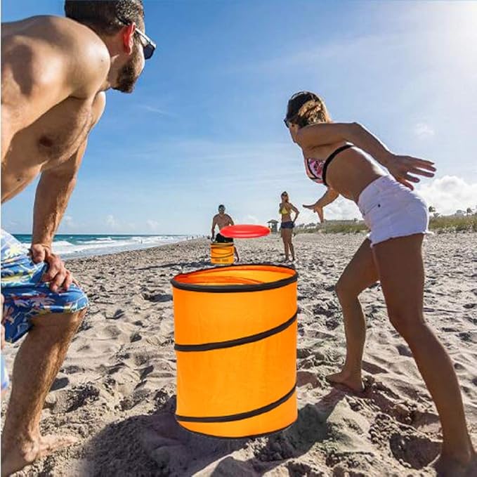 Folding Disc Toss Game Set - Flying Disc Toss Dunk Game Set - Includes 2 Disc Targets with Bean Bag & 2 Flying Discs & Carrying Case - Great for Backyard,BBQs,Tailgating