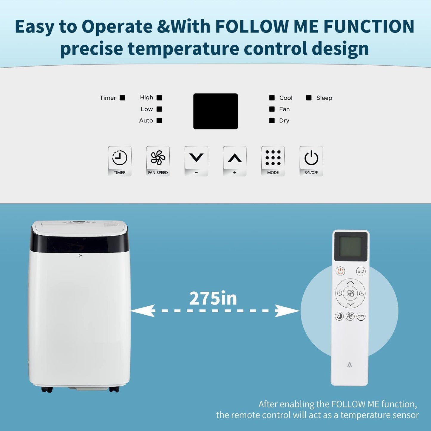 GarveeLife Portable Air Conditioner,10,000 BTU for Rooms up to 450 Sq.Ft., Smart Compact AC Unit with Cooling, Dehumidifier, Fan, Remote Control and Window Kit, White