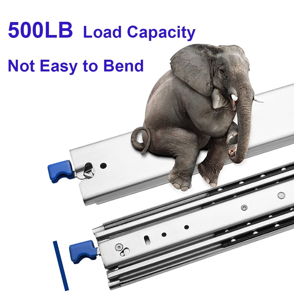 Betesy Hardware 1 Pair of 60 Inch 500LB Load Capacity Heavy Duty Drawer Slides Full Extension Side Mount Ball Bearing Drawer Rails