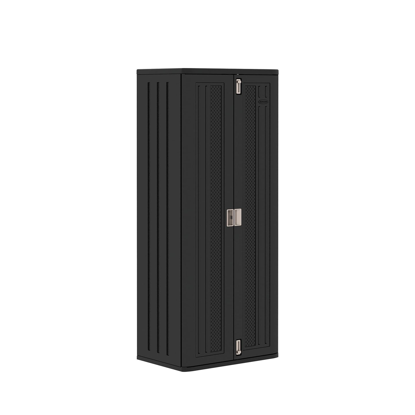 Suncast Tall Storage Cabinet for Garage Organization - 72" Freestanding Utility Closet with Shelving for Garden Supplies, Paint Cans & Outdoor Tools, Multi-Wall Resin Construction, Black
