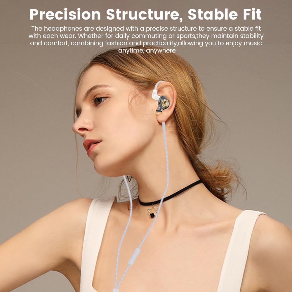 Yeabomy Ak6 3-Level Qkz Lucky in Ear Monitor, HiFi Wired Earbuds, Tunable Sound Wired Headphones Gaming Earbuds
