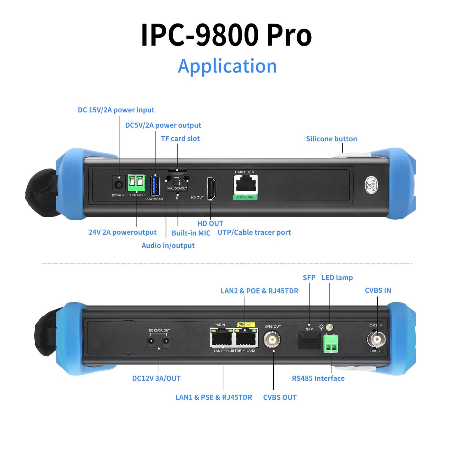 Rsrteng CCTV Camera Tester, 8K 32MP 4K 12MP IP Camera Tester with POE++, CVBS Camera Tester, 1CH SFP Interface 7" IPS Touch Screen Cable Tester Network Tool Support HDMI IPC Tester IPC-9800Pro