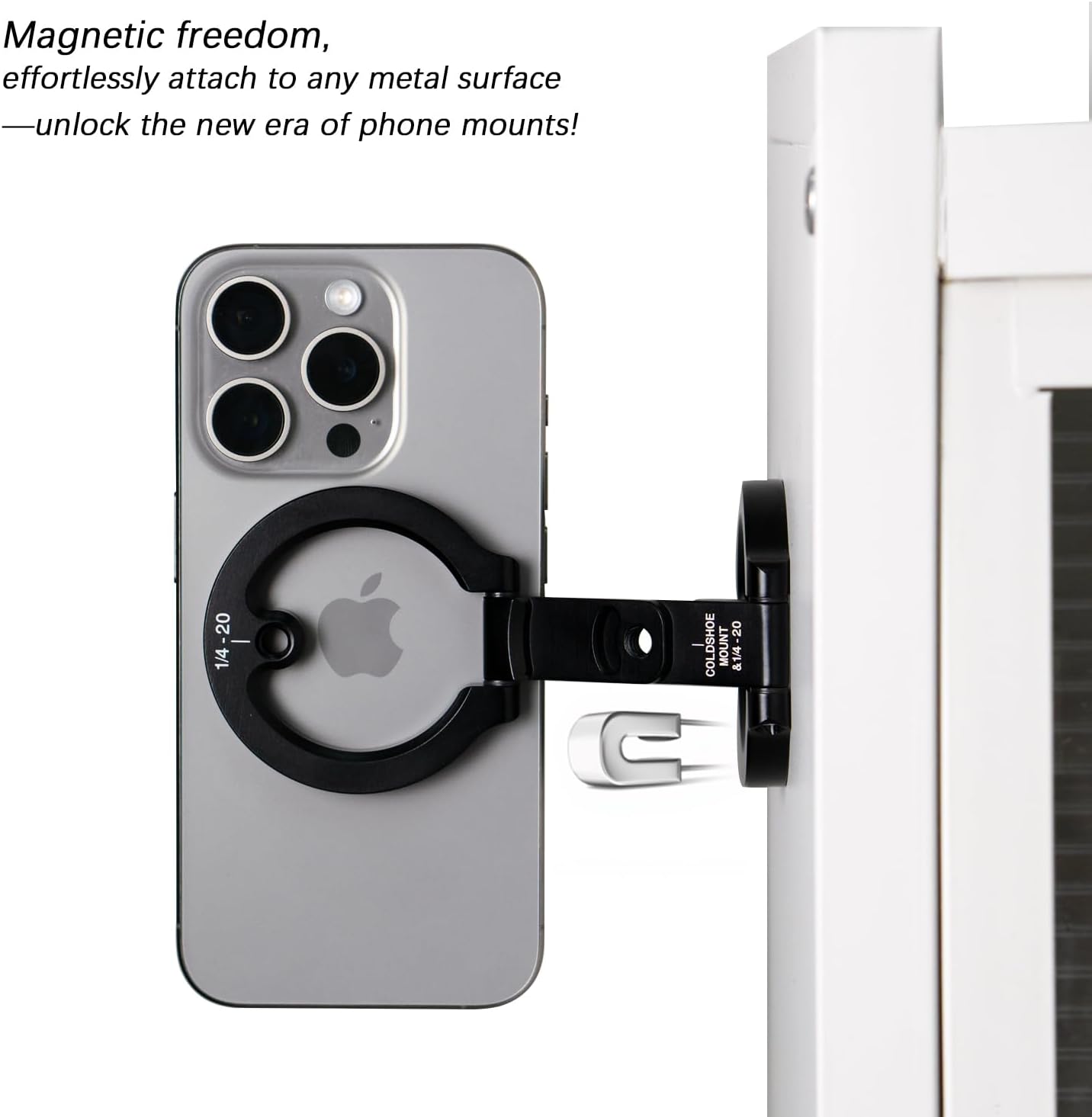 Amlanpin 1/4" Dual Magnetic Phone Holder, Screw Tripod Mount, Gym Magnetic Phone Stand for Car (Black)