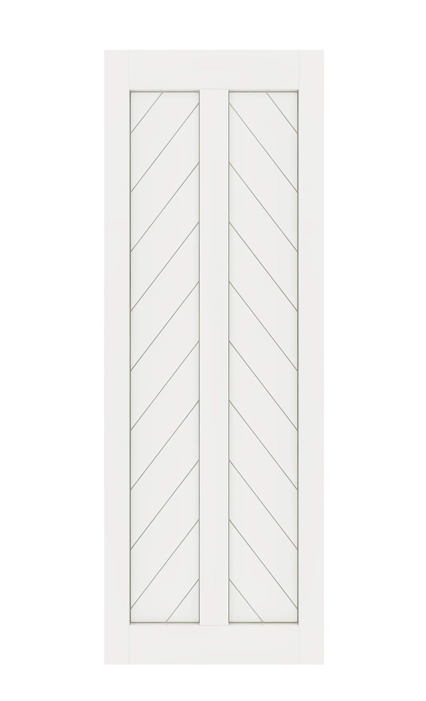 DIYHD 30X80in Fish Bone V Shape Sliding Barn Slab MDF Solid Core Primed Interior Door Panel(Disassembled)