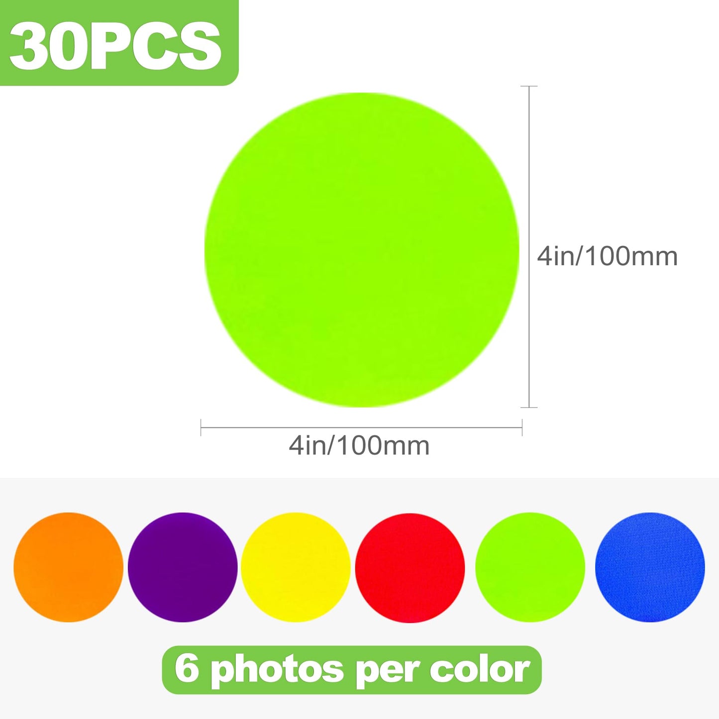CeroDimo 30 Pcs Carpet Spot Markers, Carpet Markers, 4" Poly Spots, Rubber Circles for Gym, Floor Dots, Polyspots for Classroom, Teachers, Yoga, Decoration