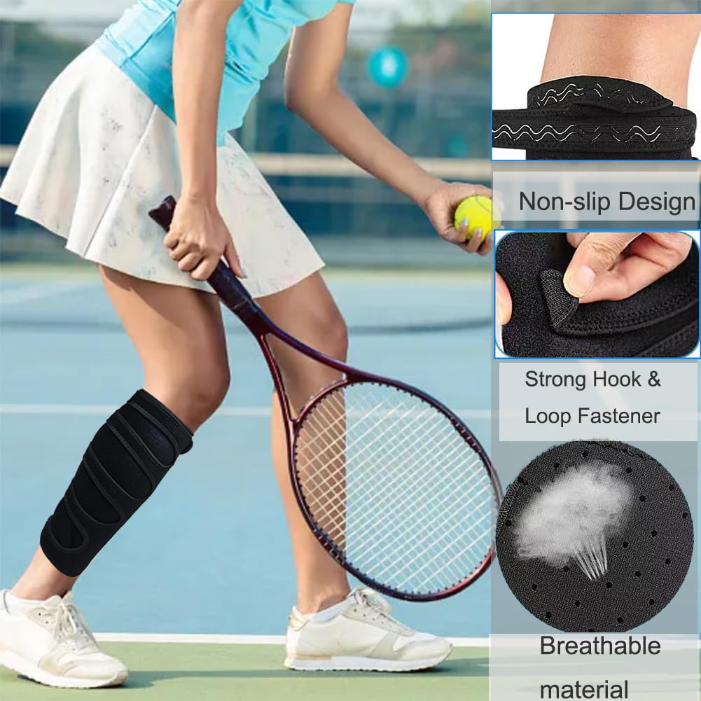 SDELIKIO Adjustable Calf Brace for Men Women, Calf Compression Brace Reduces Swelling, Shin Compression Sleeve with 5 Strap Non-slip Shin Splint for Torn Calf Muscle (One Size)