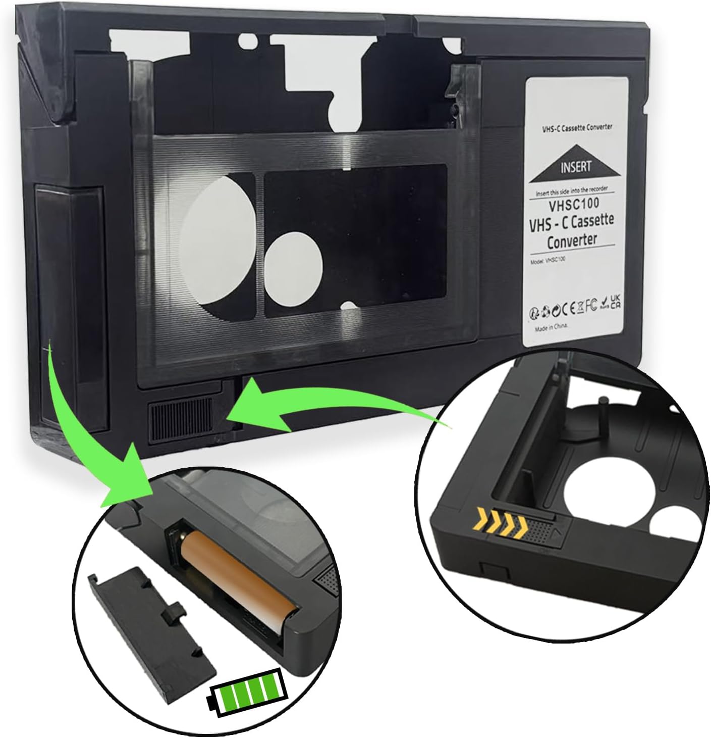 BECBOLDF Cassette Cassette VHS-C Tape Adapter for Camcorders Motorized Ideal for VCR Player, Video Player and VHS