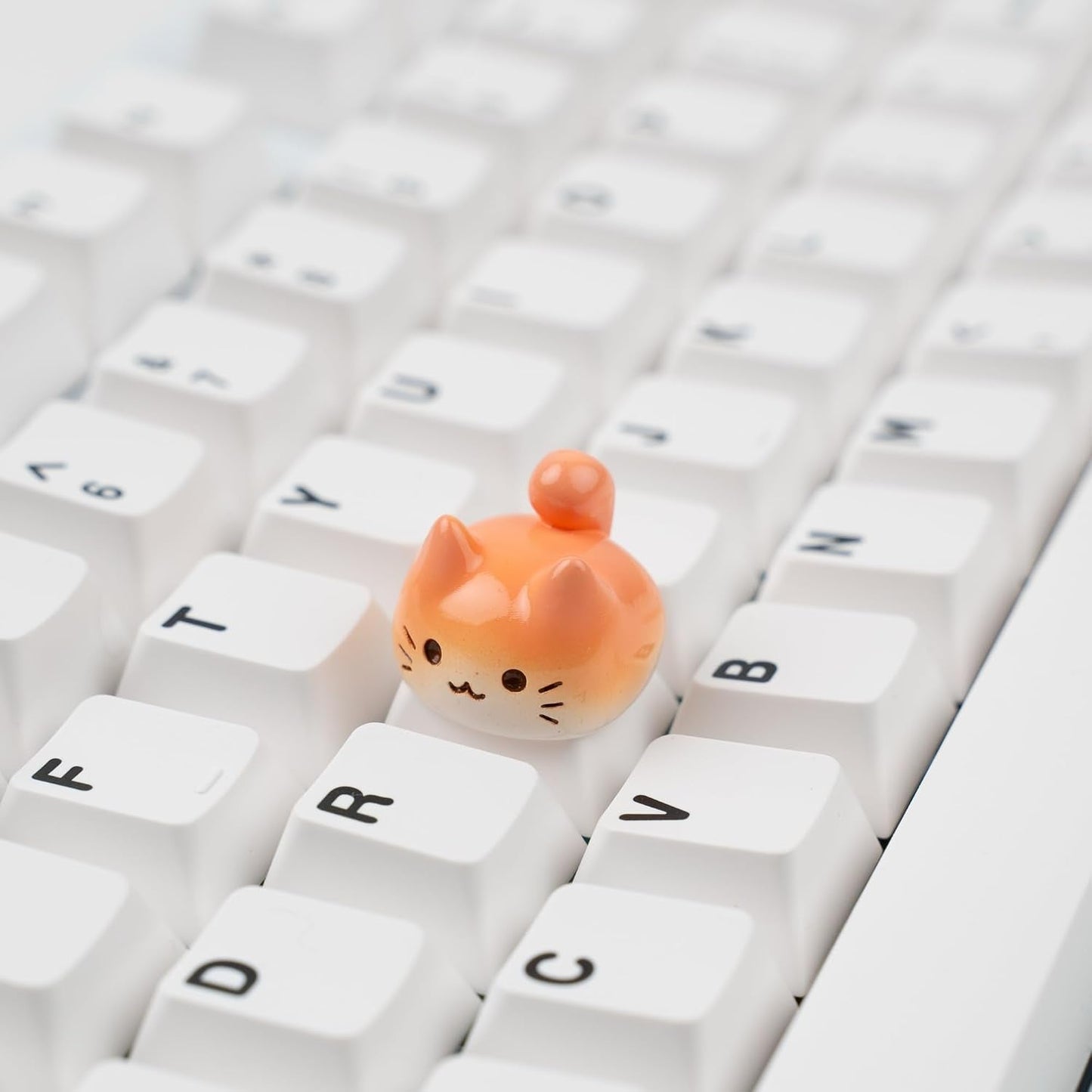 Witwikey 1U Artisan Cat Keycap for Mechanical Keyboards Esc, Orange Cat, Handmade Resin, Size, MX Switch Compatible