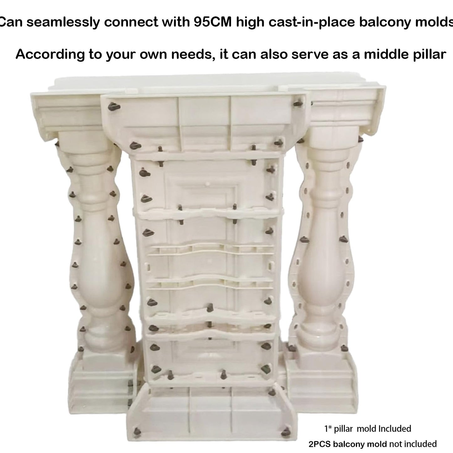 Cement Cast-in-Place Mold for Balcony Railing, Roman Column Spacing Railing Mold for Engineering or Garden (95CM)
