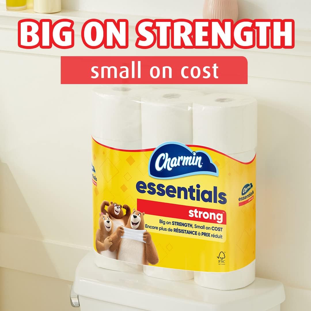Charmin Essentials Strong Toilet Paper - 9 Mega Rolls (Equivalent to 36 Regular Rolls)