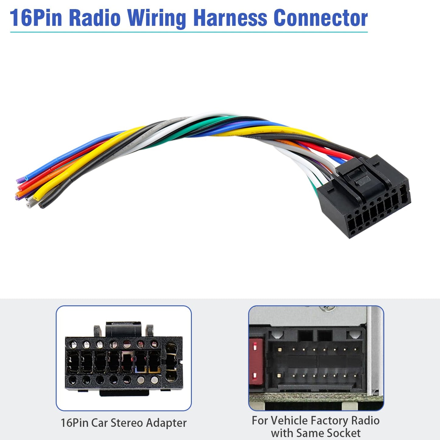 16-Pin Kenwood ISO Stereo Wiring Harness Adapter for Car Radios