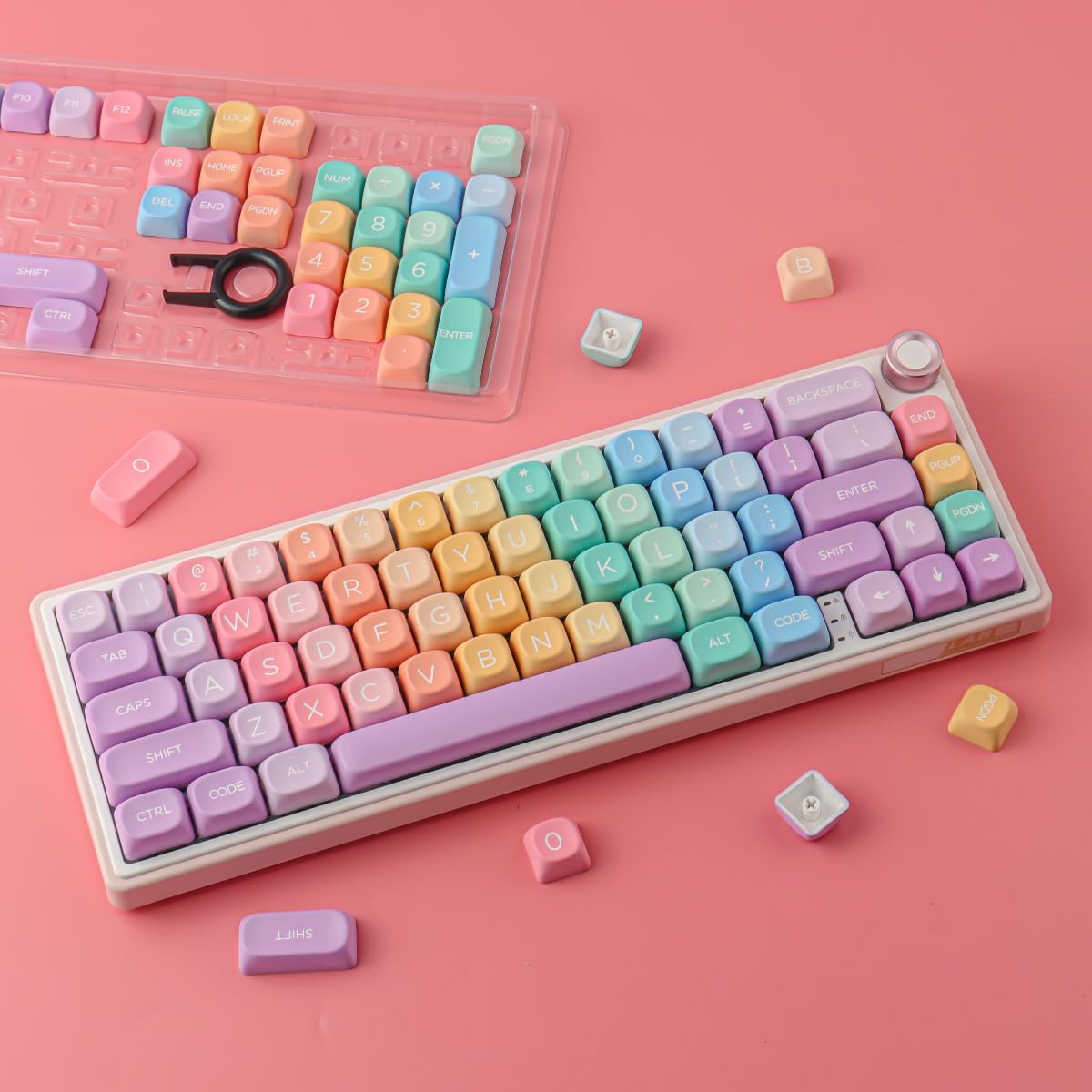 Tsungup 126 Set MOA Profile Keycaps,PBT Cute Rainbow Candy Keycaps Keys Dye-Sublimation Custom Keycap with Keycap