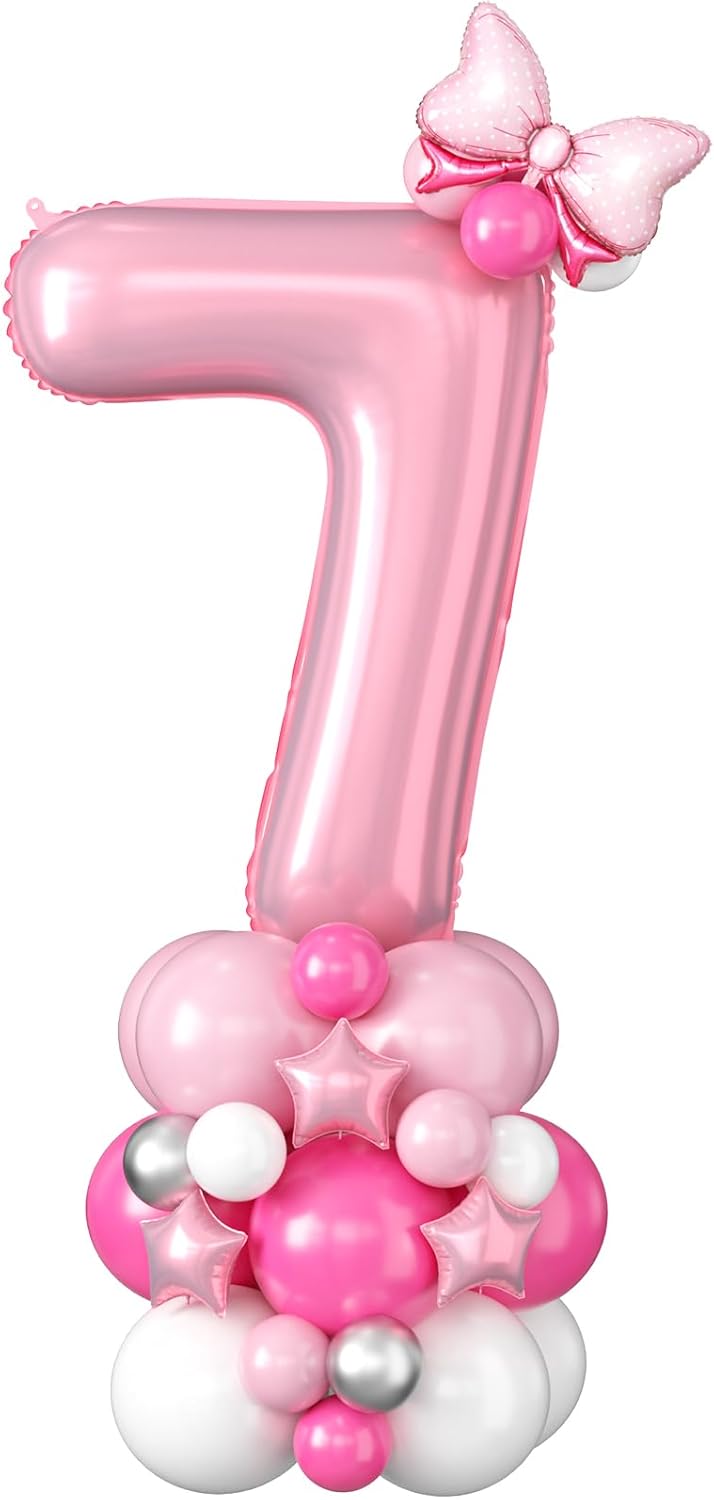 Skiennix 40-Inch Pink Number 7 Balloon - Giant Foil Balloon for 7th Birthday Party Decor