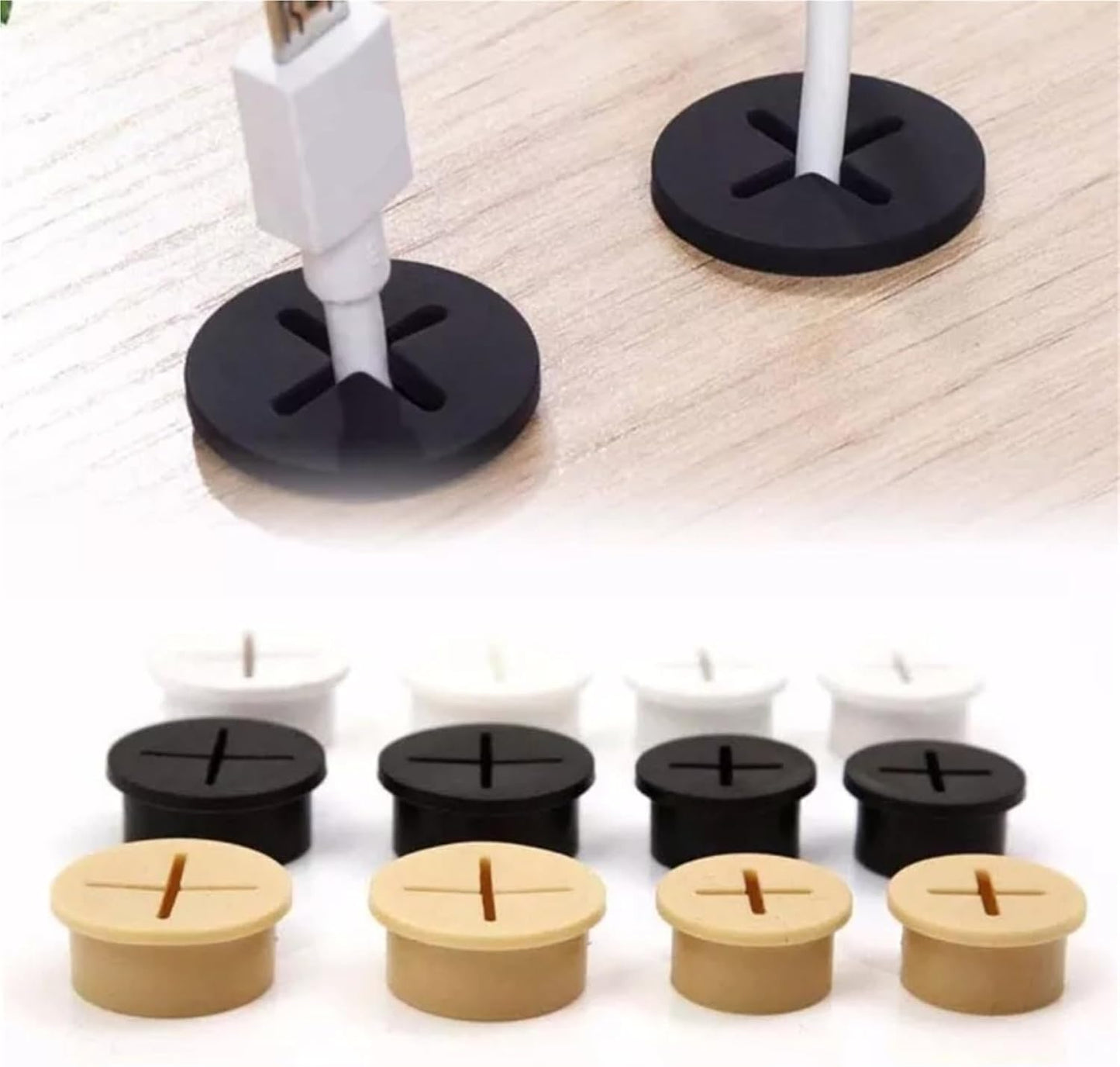 CHYLMAPHEN Grommet Grommets Organizer(White,6PCS_25MM) Round Cable Cord Table TV Console Hole Cover Wire Organizer
