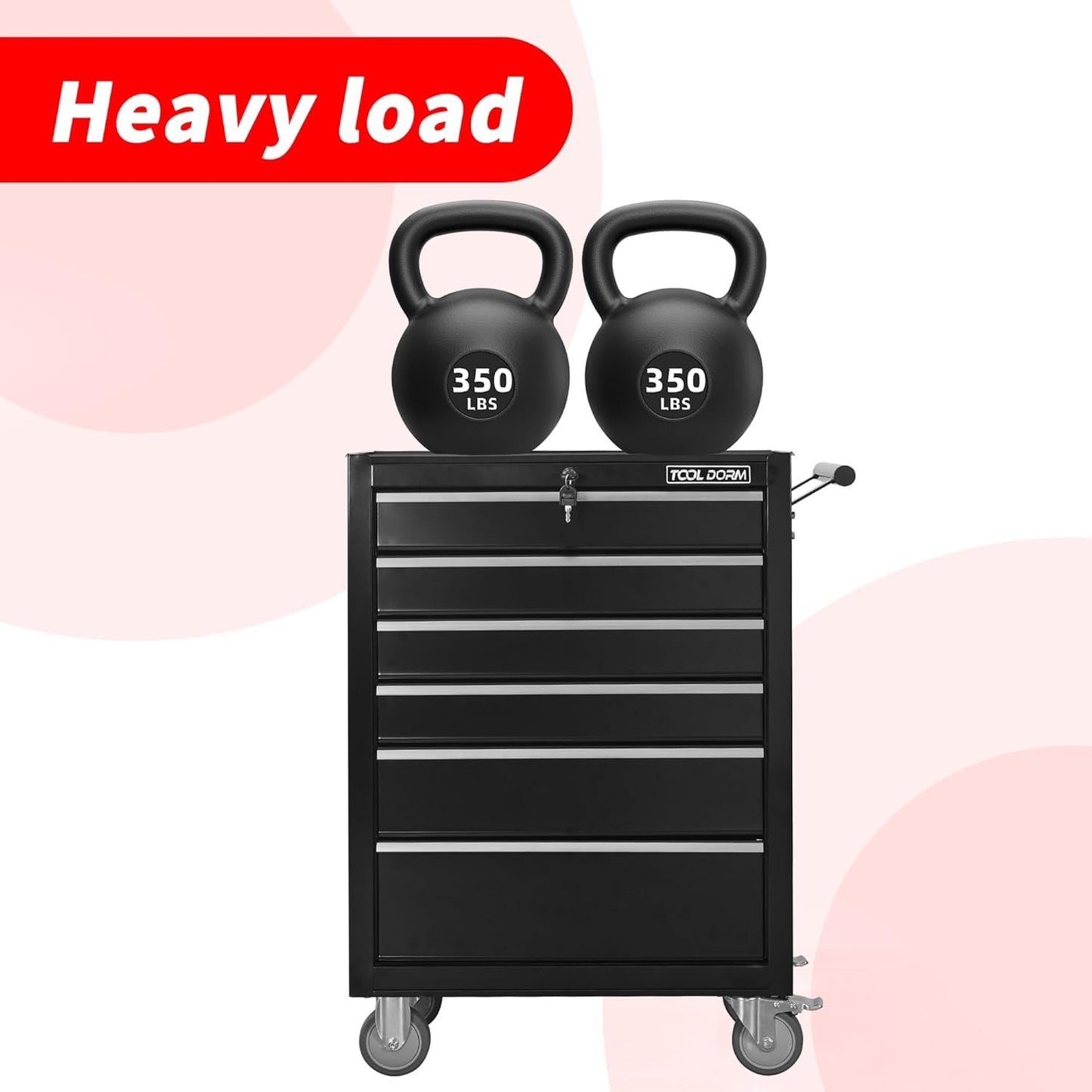 6-Drawer Rolling Tool Chest with Locking Wheels & Drawers, 13" D x 24.2" W x 36.6" H Mobile Tool Storage Cabinet, Heavy-Duty Garage Organizer with Ergonomic Handle