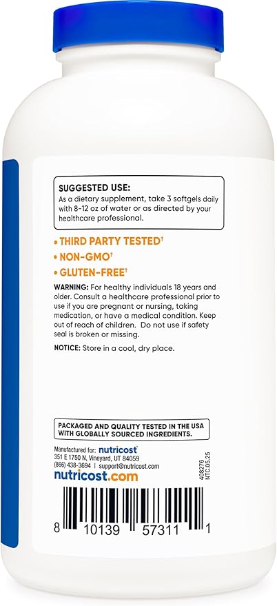 Nutricost CLA (Conjugated Linoleic Acid) 2,400mg, 240 Softgels - Gluten Free, Non-GMO, 800mg Per Softgel (3 Bottles)