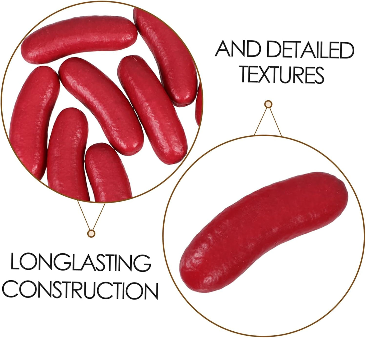 10 Pack HEALLILY Artificial Hot Dog Models Realistic Hollow Sausage Props for Food Photography Kitchen Display