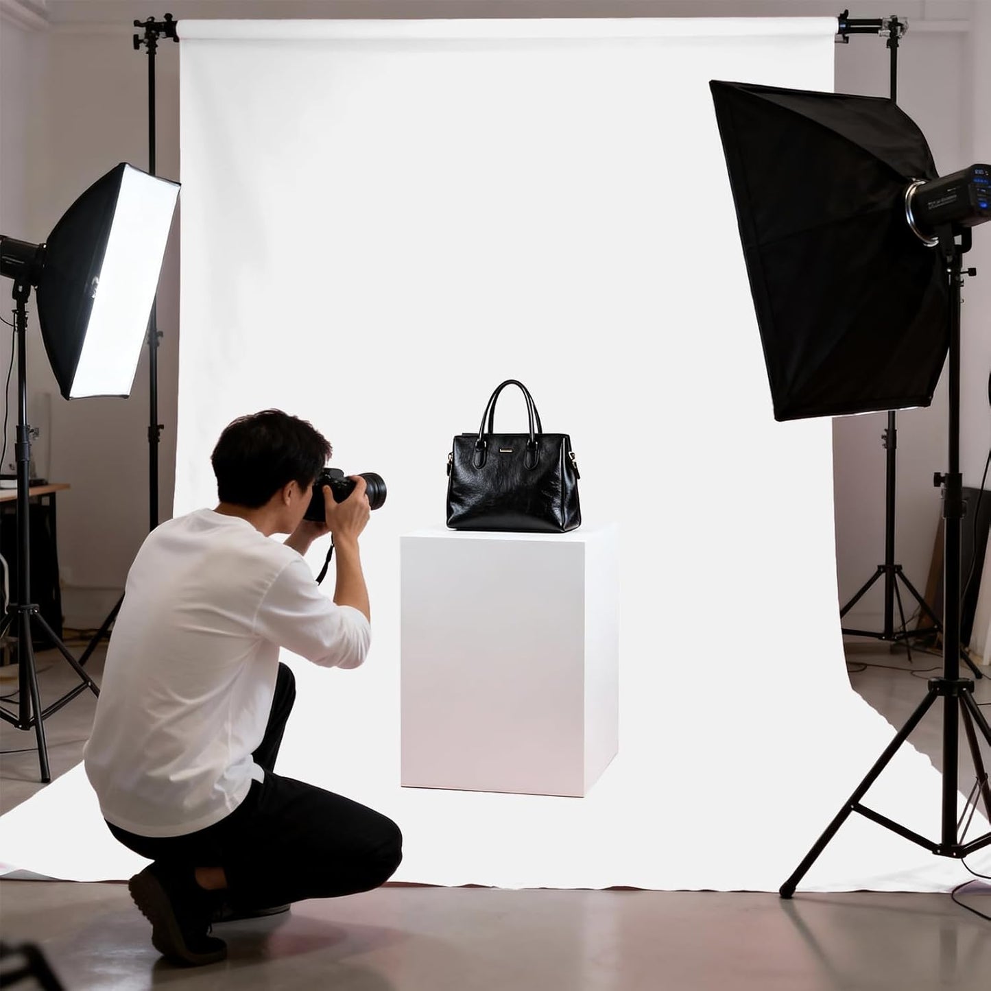 LYLYCTY 8x10ft White Portrait Backdrop Zoom Meeting, Game Live Steaming and Photo Studio Shooting Props