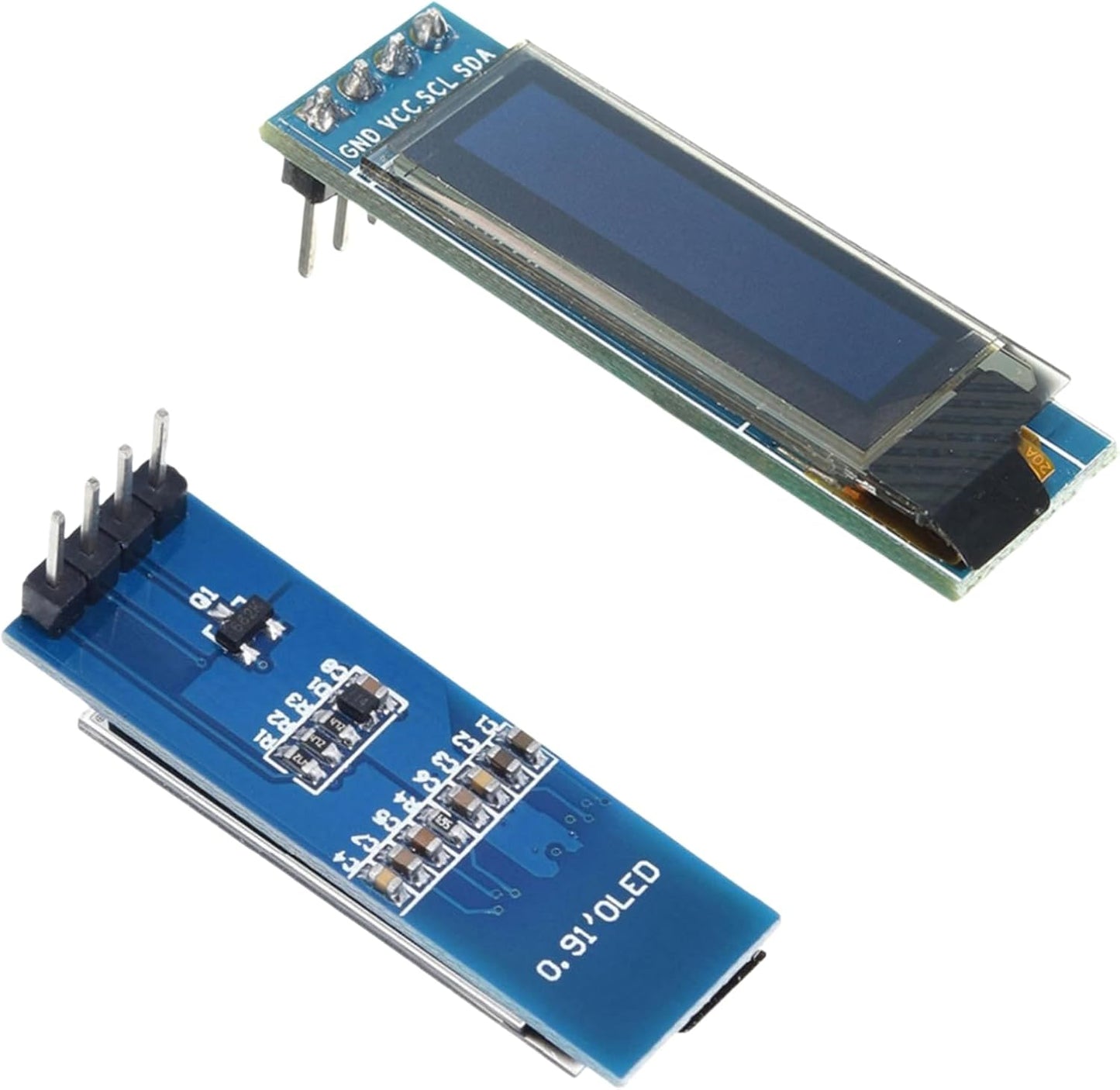 YFUSET 4PCS 0.91 Inch I2C 128x32 3.3V-5V ESP32 ESP8266 STM32 OLED Display Module Resolution DC Driver Board Compatible