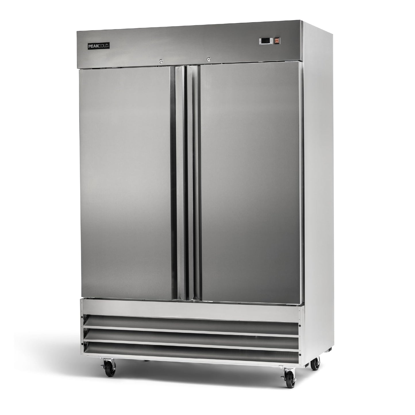 PEAKCOLD Double Door Commercial Refrigerator, 47 Cu. Ft., 54" W Stainless Steel Reach-In Upright Refrigerator, Adjustable Shelves, Auto Defrost, Digital Thermostat, Freestanding Industrial Fridge