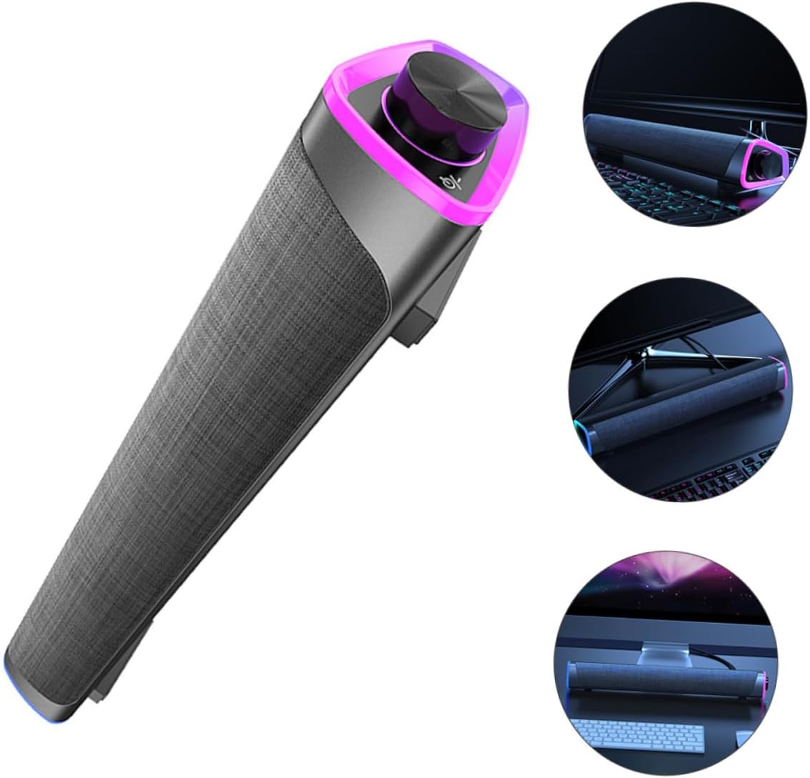 Gatuida 3D Wired Soundbar Speakers for Desktop Black Surround Sound Audio System Dual Drivers USB Powered Compatible