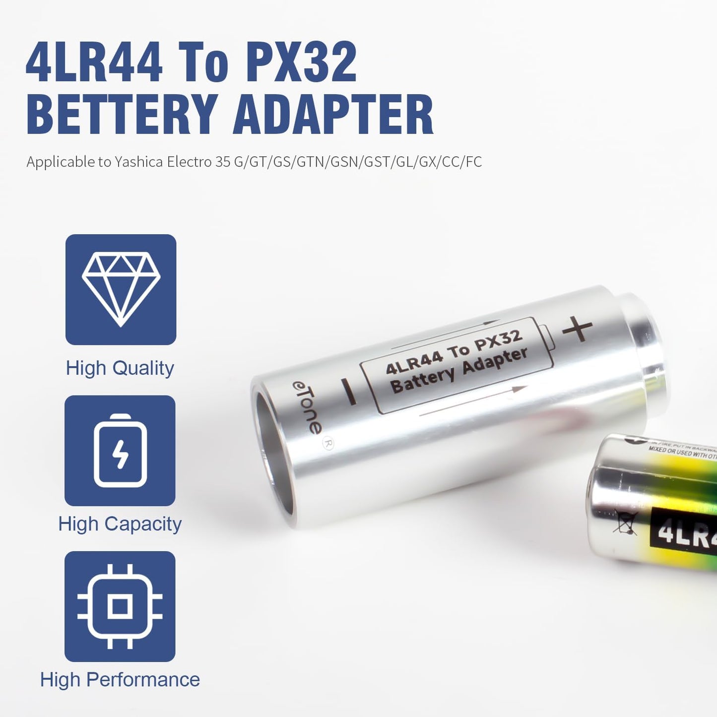 eTone 4LR44 PX32 HM-4N 35.1pc Battery Adapter to for Antique Camera Yashica Electro Battery Adapter, Battery is not