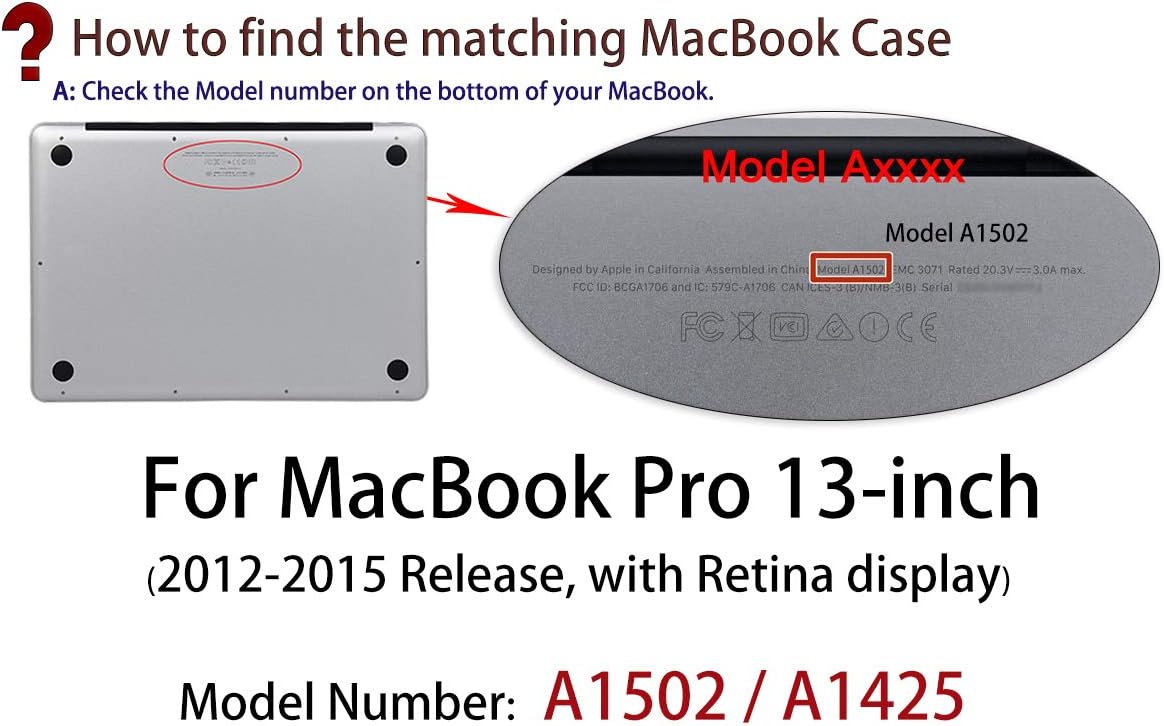 UESWILL 13 inch, 2015/2014/ 2013/ 2012) A1502 A1425, Case Compatible with MacBook Pro (Retina, Early Late Model Hard