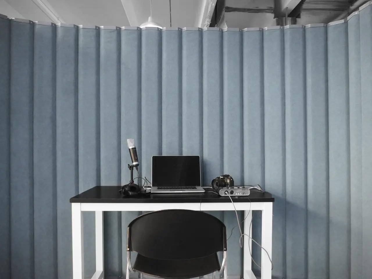 Versare VersiPanel Acoustical Partition Wall - Sound Panel Classroom Office Room Divider, Flexible Arrangement, Easy Roll-up Storage (Black, 8' Wide x 6'6" Tall)