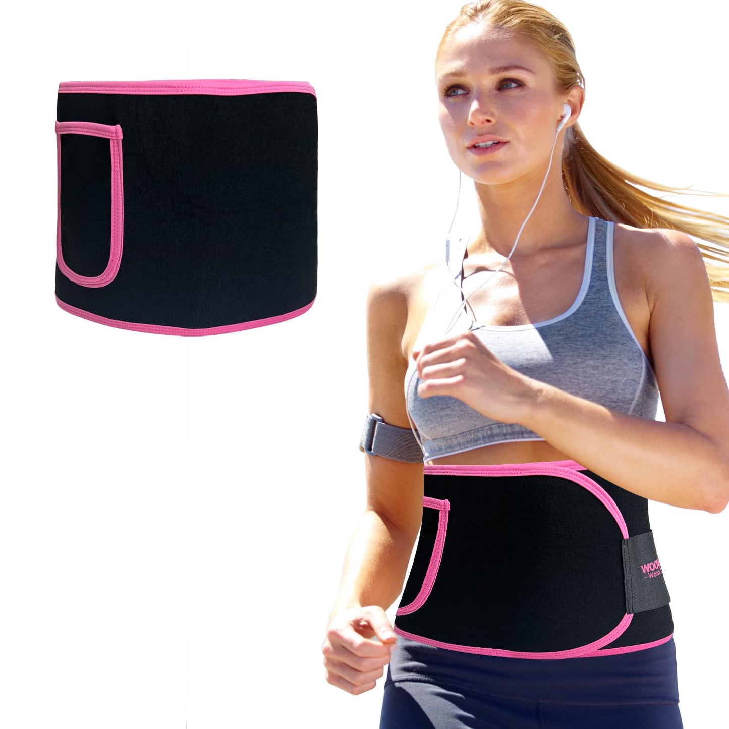 Waist Trainer for Women & Men, Sweat Band for Stomach Weight Loss, Sweat Belt for Women Lower Belly Fat-Pink-M