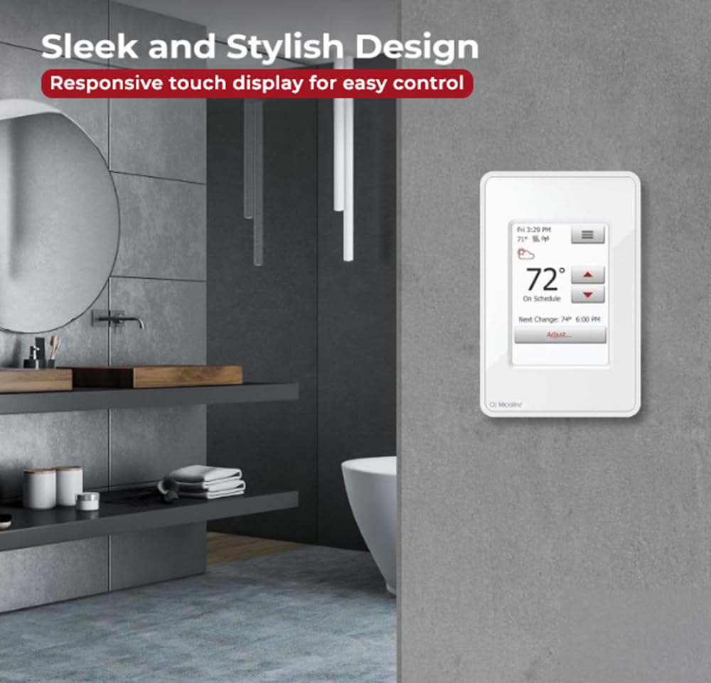 Warming Systems Electric Radiant Floor Heating Thermostat, Touch Screen Programmable Thermostat with GFCI, 120V or 240V, with Intuitive Screen Interface, UDG4-4999, Includes Floor Sensor