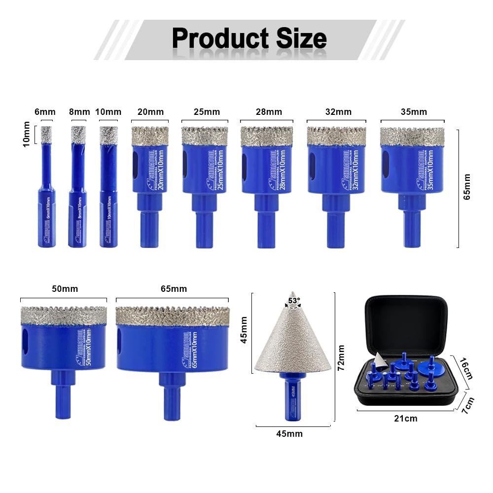 SHDIATOOL Diamond Core Drill Bits 6 Inch for Porcelain Ceramic Tile Marble Brick Vacuum Brazed Hole Saw