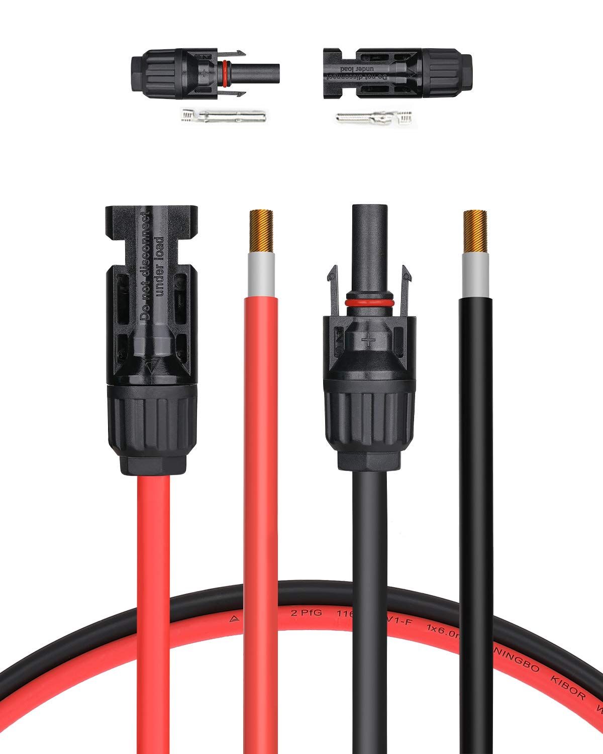 BougeRV 100Feet 10AWG Solar Extension Cable with Female and Male Connector with Extra Pair of Connectors Solar Panel Adaptor Kit Tool (100FT Red + 100FT Black)