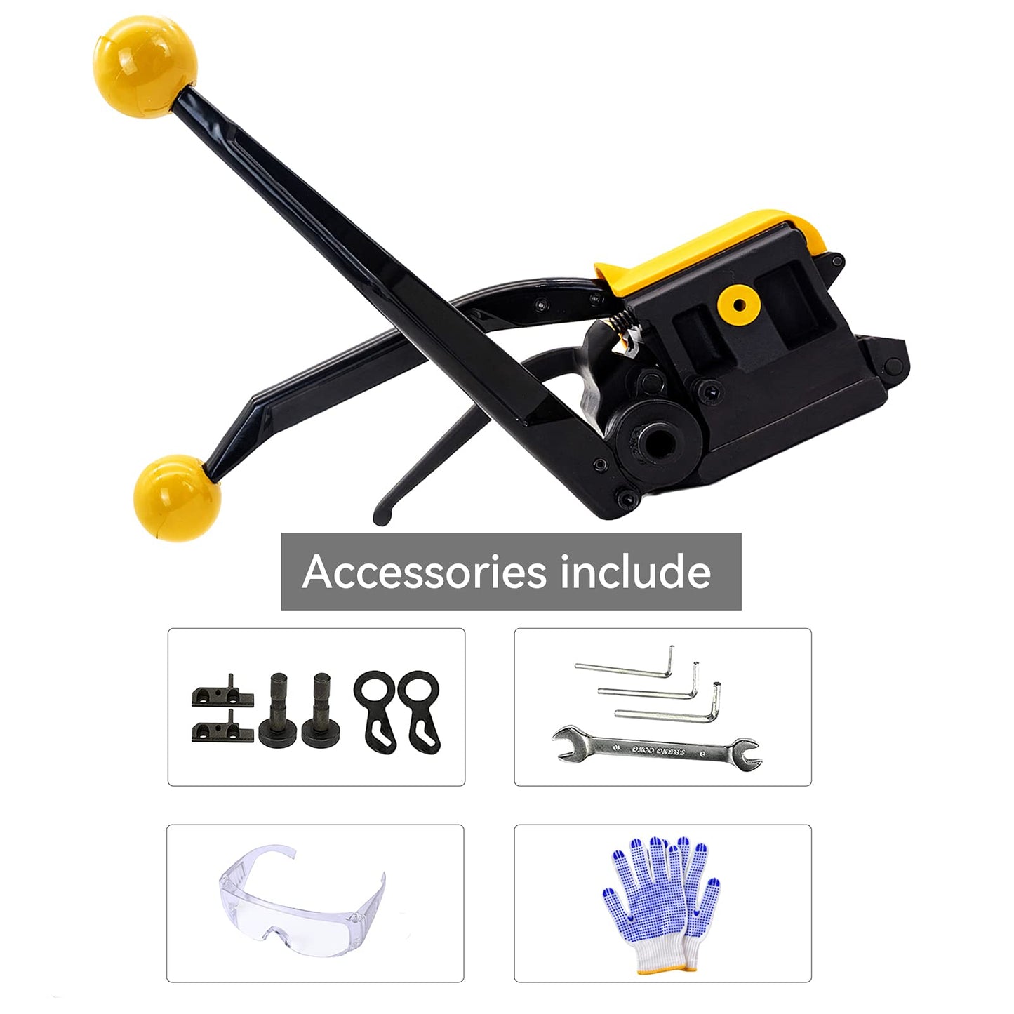 SDRTOP Steel Strapping Tool A333 Stainless Manual Belt Packaging Banding Machine Metal Free Buckle Packing for Width 1/2" 5/8" 3/4" Sealless Combination Tools