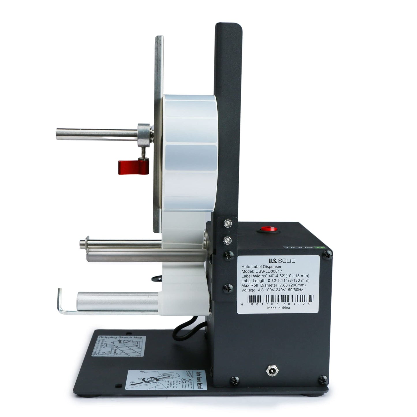 U.S. Solid Automatic Label Dispenser Machine for Translucent and Opaque Labels - Fits Labels 0.40"-4.52" Wide and 0.32"-5.11" Long