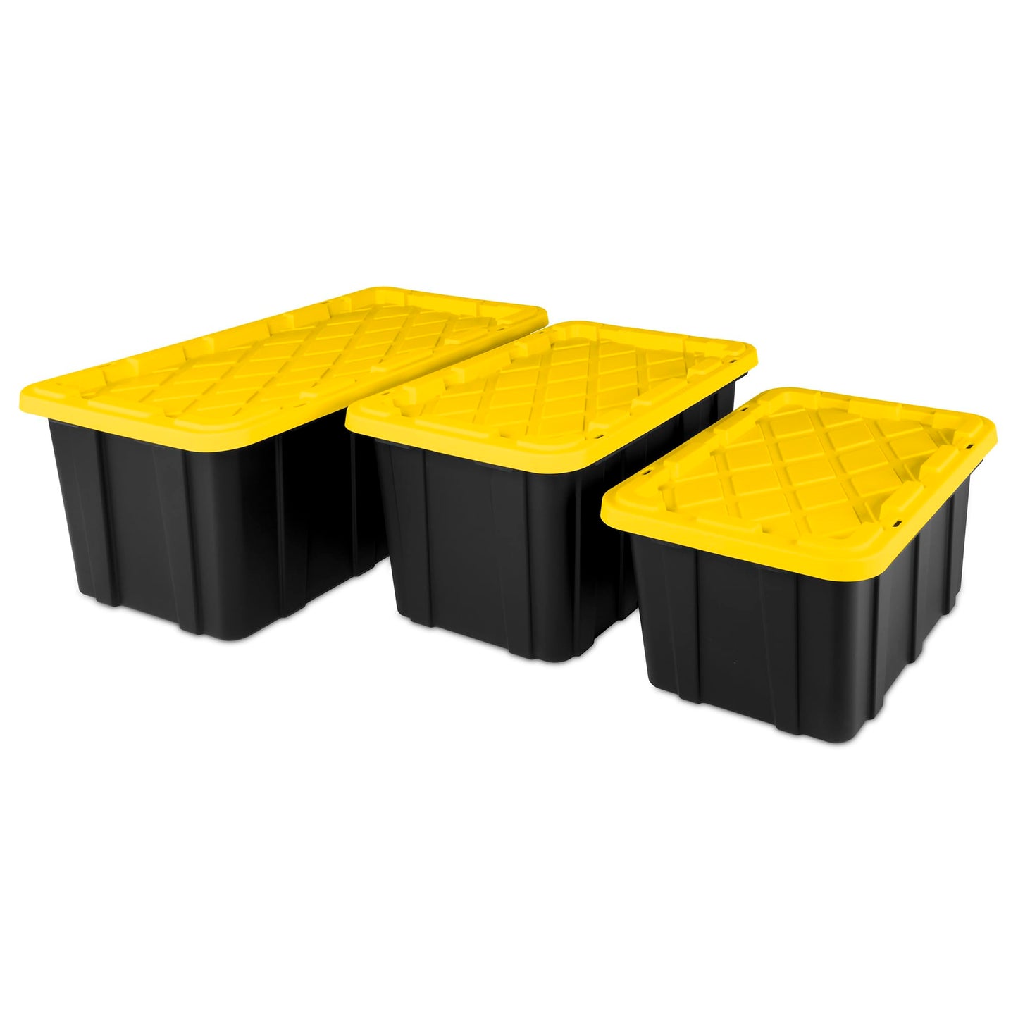 Sterilite 8-Pack Industrial Tote, Plastic Storage Container Bins with Lids, 38 Gallon - Heavy-Duty Organizing Containers for Closet, Bathroom, and Office