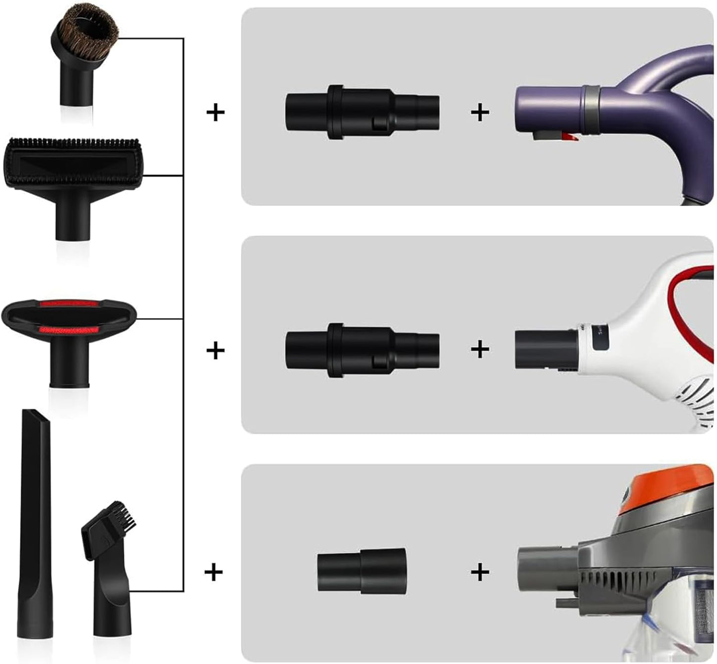 Shark Vacuum Attachments & Brushes Set - 10 Pcs for Navigator & Rotator Series | 1 1/4" (32mm) Accessories