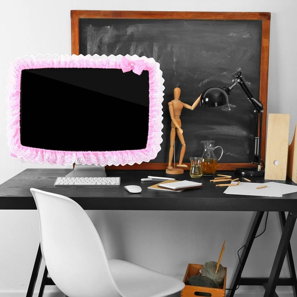 ZUYYON 2 23''-26'' Pcs Lovely Computer Monitor Cover with Bow-Knot Cute Elastic Monitor Dust Cover Protector Monitor