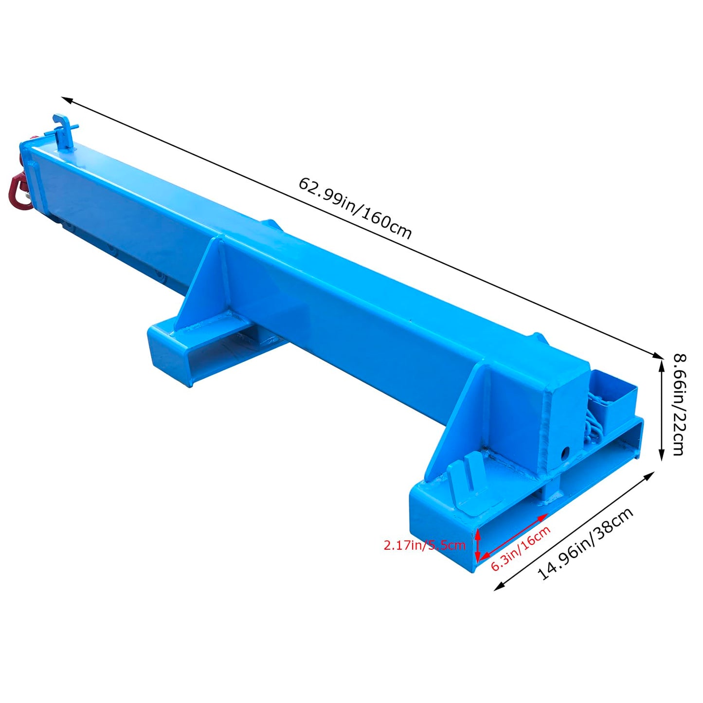 LGXEnzhuo 2200LB Forklift Jib Boom Crane, Mobile Crane Lifting Hoist, Max Length 8.2 Feet, Forklift Boom Attachment Towing Handling Equipment, 6.3''x2.17'' Socket Size