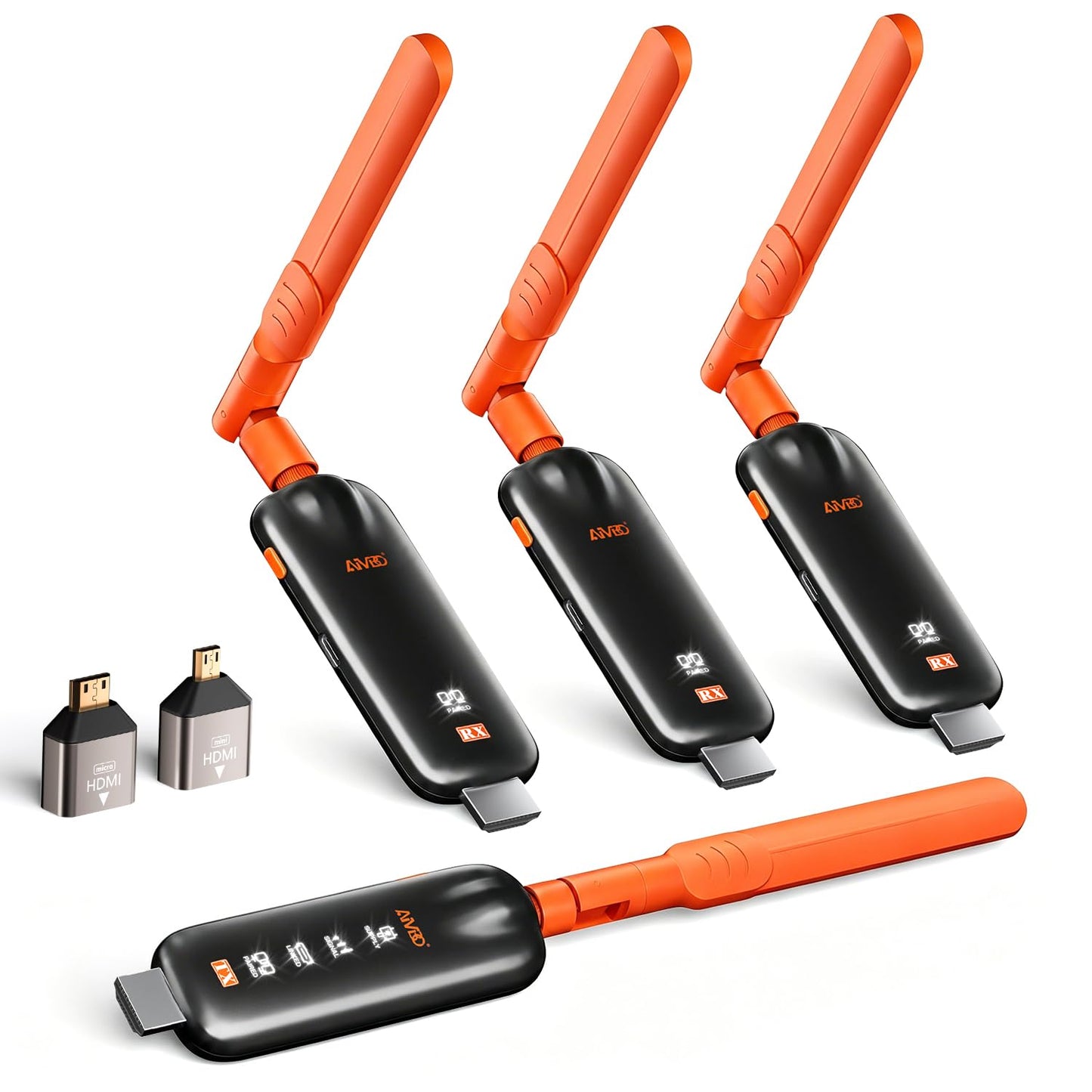 Wireless HDMI Transmitter and 3 Receivers, Gechtech 656FT/200M Long Range, 5.8G, 4K Decode 1080P HD Output, Stable HDMI Extender for PC Laptop Camera Cable Box to Multiple TVs Monitors Projectors