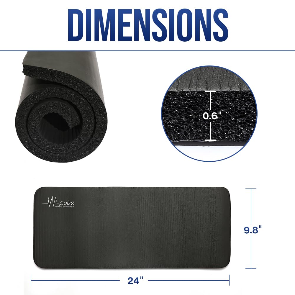 Impulse Yoga Knee Pads Cushion, Thick 1" (25mm) Workout Mat Provides Cushion for Kneeling & Elbows, Non-Slip & Portable Exercise Kneeling Pad for Yoga, Elbow, Wrist Pain, Planks, Pushups & Floor Exercises