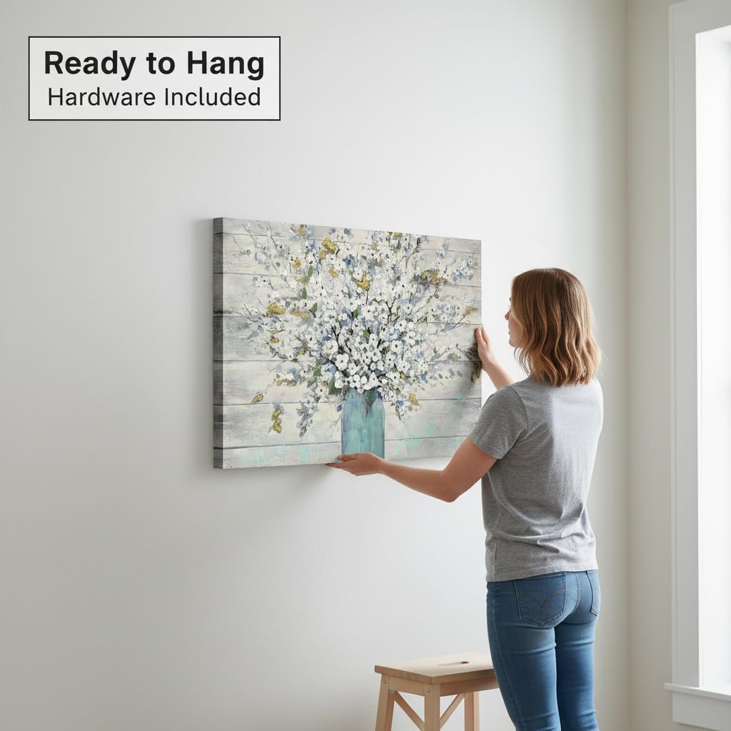 SD SOFT DANCE Abstract Flower Canvas Wall Art - Floral Bouquet in Vase Picture with Gold Foil Accent, Botanical Painting Decor for Living Room Bedroom, Modern Farmhouse Artwork Ready to Hang, 36"x24"