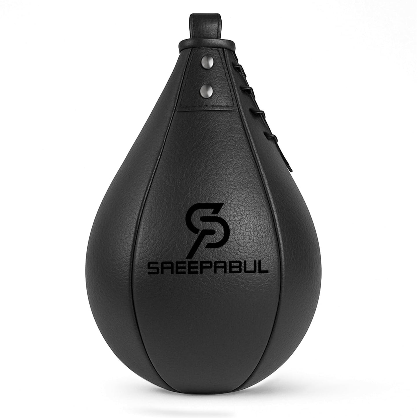 SAEEPABUL Boxing Speed Bag for Adults - Professional Synthetic Leather Punching Bag with Latex Bladder, Adjustable Training Equipment for Home Gym Fitness Black