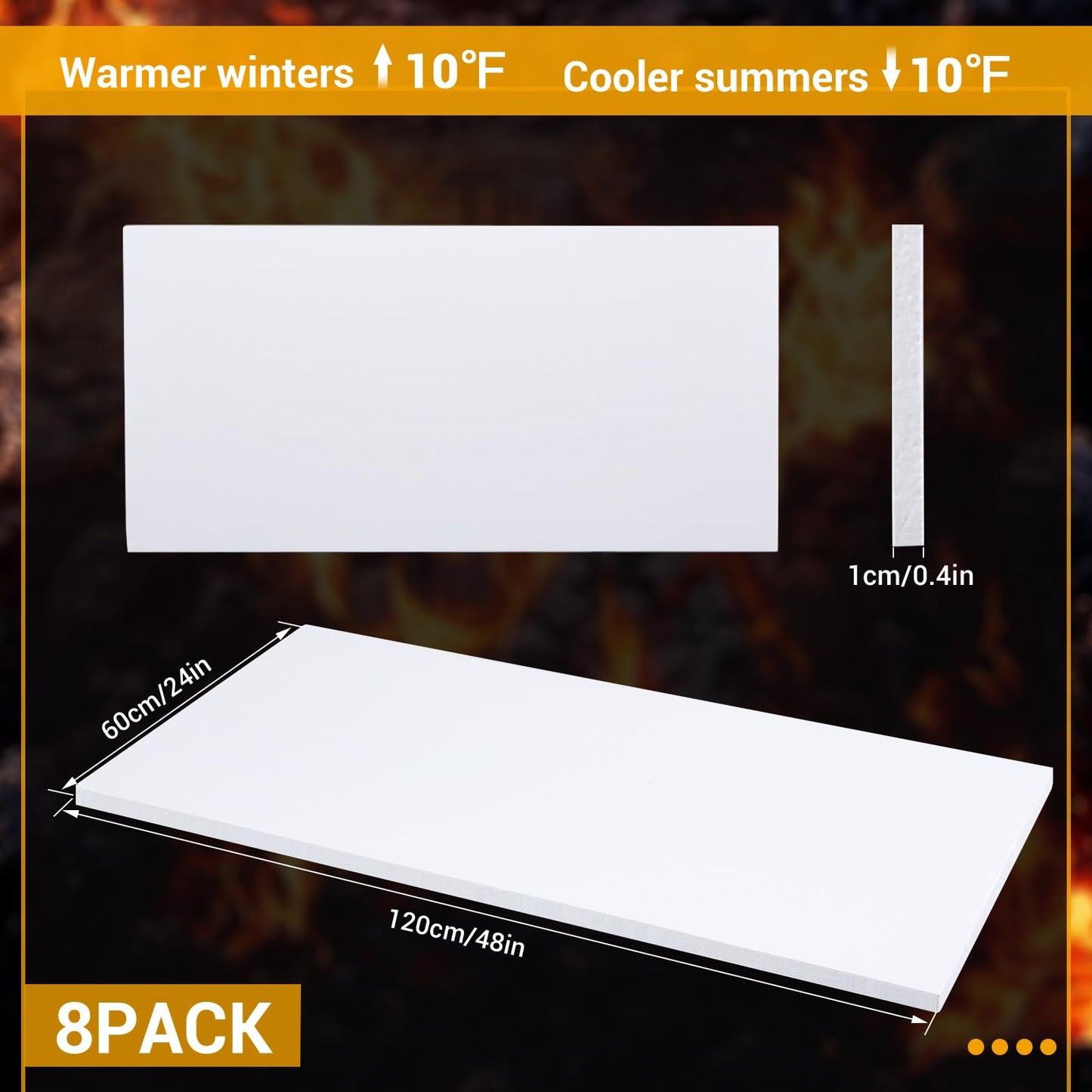 Pangda 8 Pcs 48"x24"x0.4" Garage Door Insulation Kit, EPS Foam Panels for 8x7/ 8x8 ft Temperature Control, Noise Reduction, DIY Installation for Winter Cold Summer Heat, One Car Garage