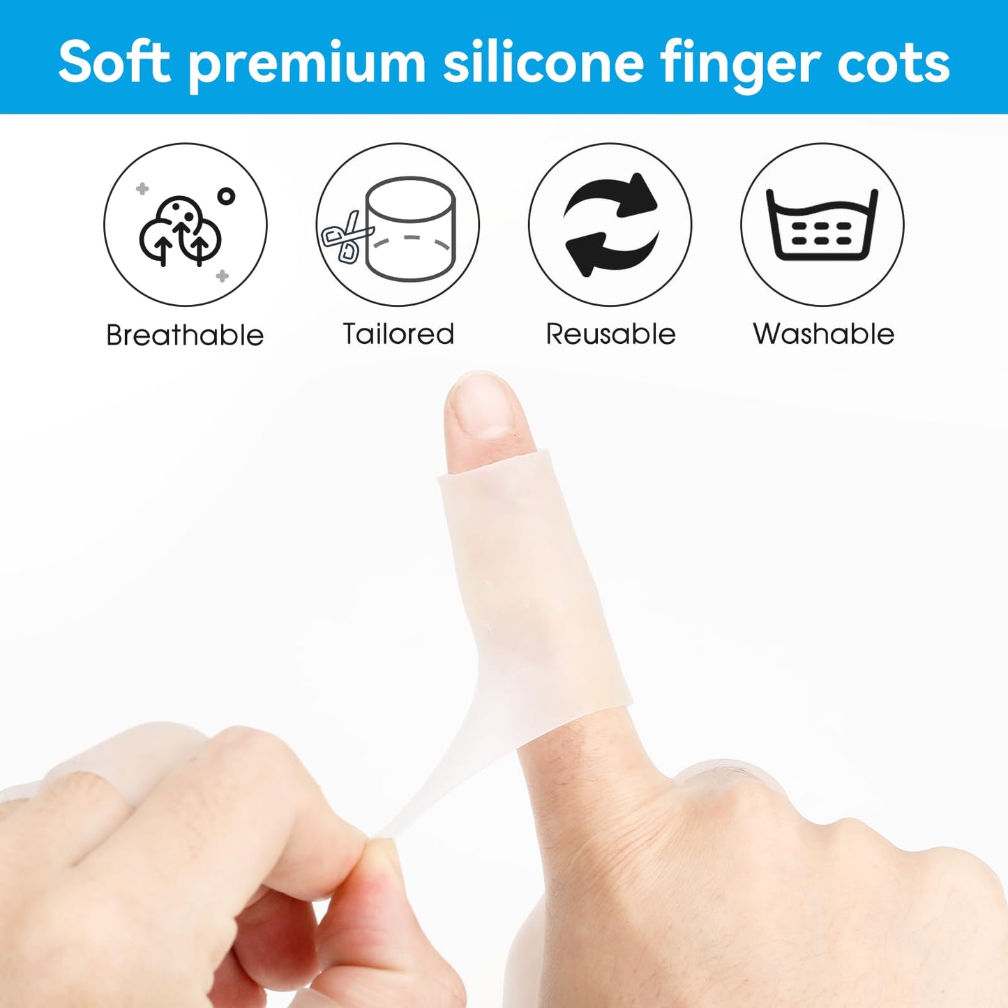 salbsever 20 Pcs Finger Sleeves Protectors Silicone Finger Sleeve Gel Finger Sleeve Protectors Finger Covers Cushions and Protects Rubber Finger Shields Provide Relief forCracked Finger