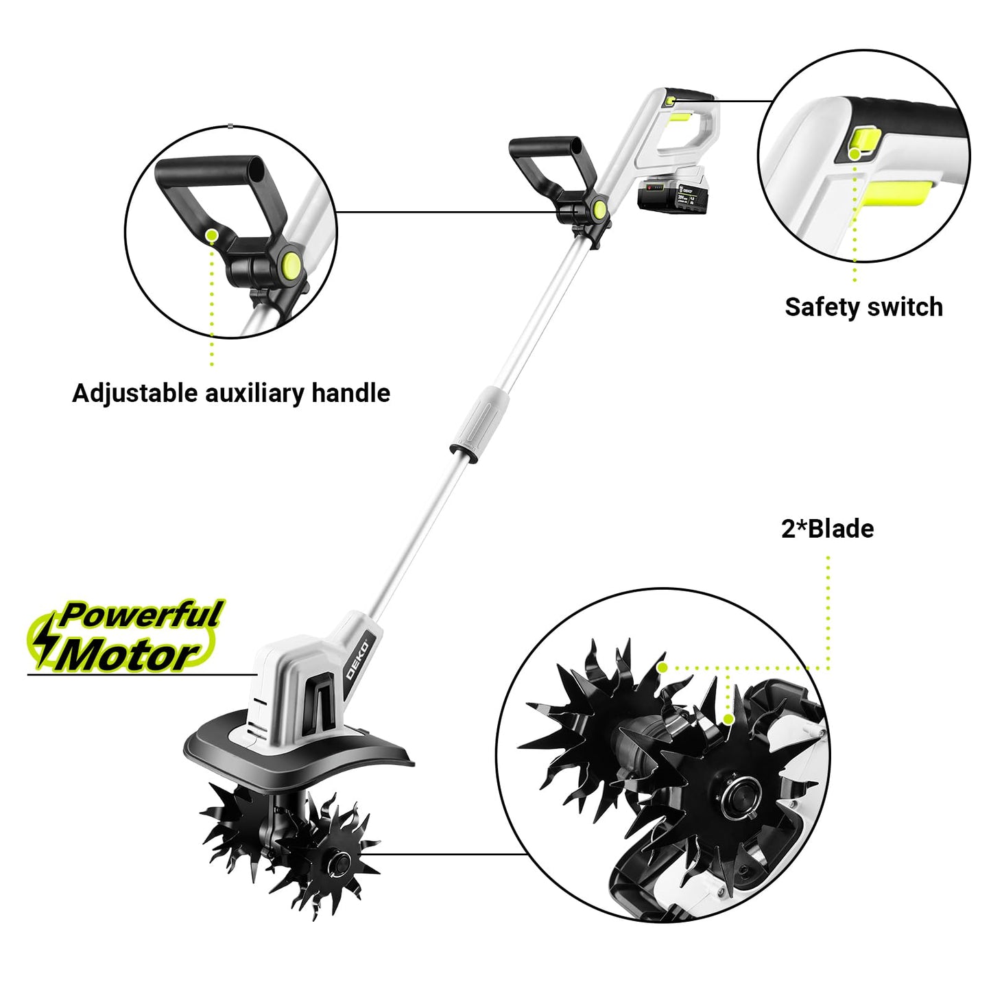 20V Cordless Tiller Cultivator,48 Steel Tines Garden Tiller,9inch Wide Electric Tiller for Gardening,Garden Rototiller with 4AH Battery and Charger Included