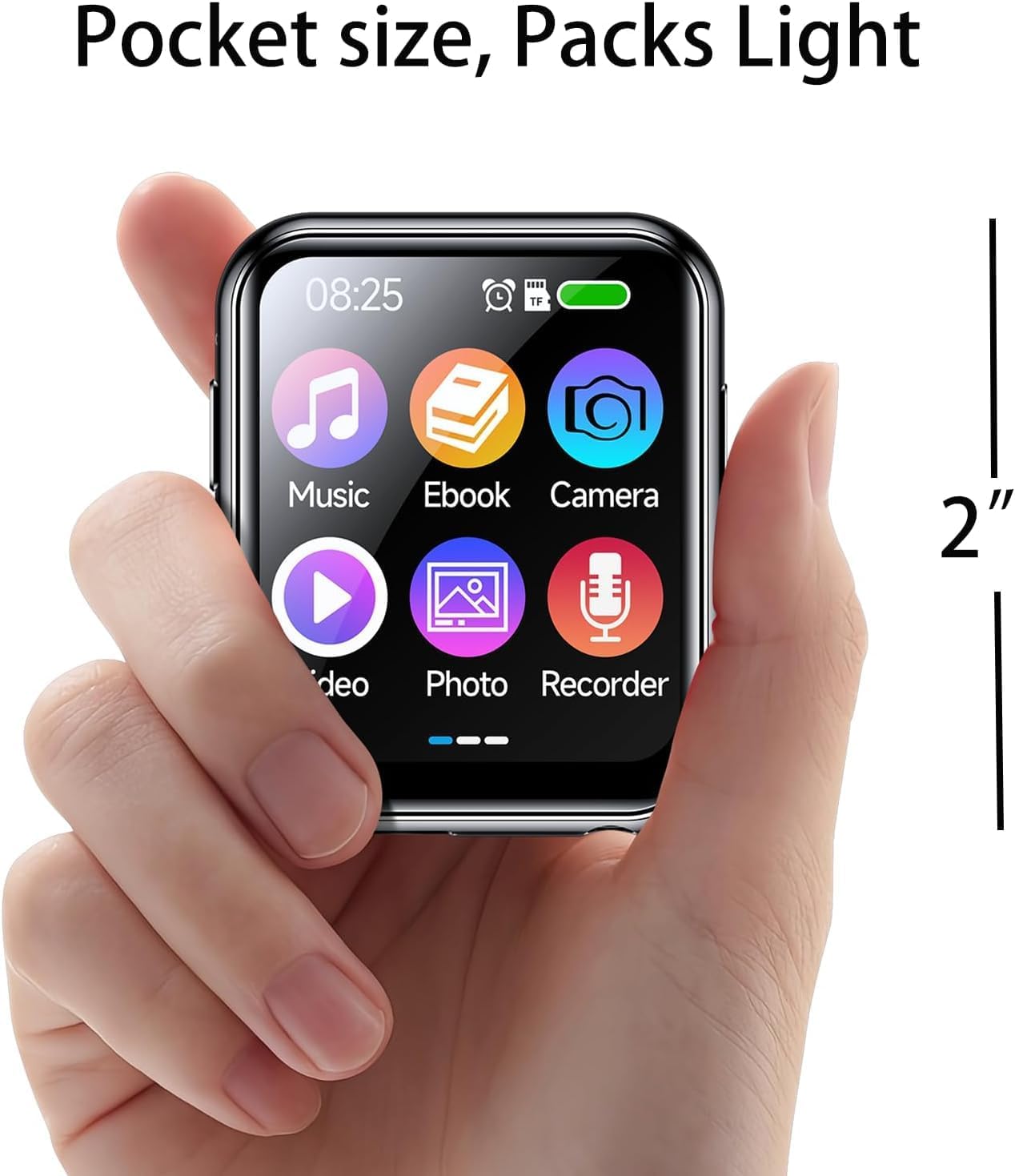 Voxitenus MP3 128GB 5.4 2" Player with TF Card, Bluetooth Lossless Sound Audio Player, Touch Screen Portable Music