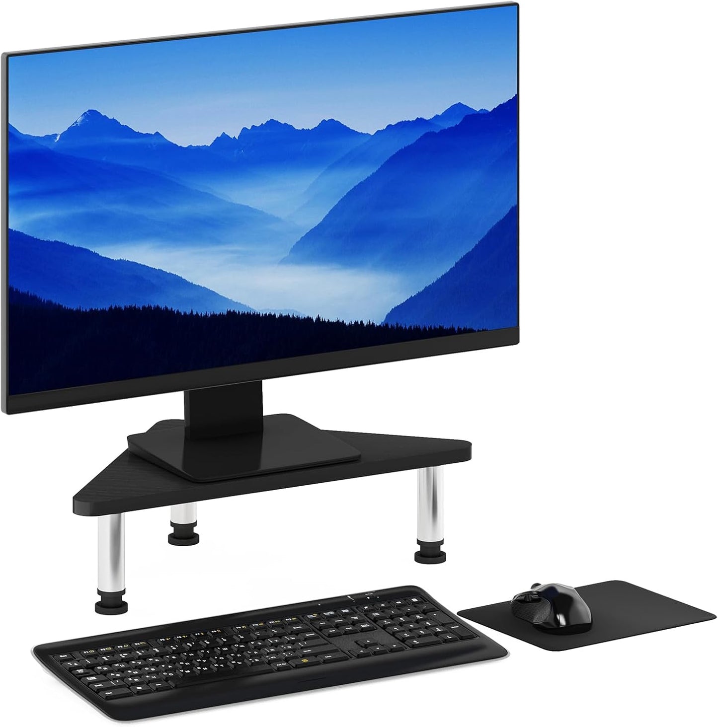 Furinno Turn-N-Tube Corner Monitor Riser Stand with Stainless Steel Tubes, Americano